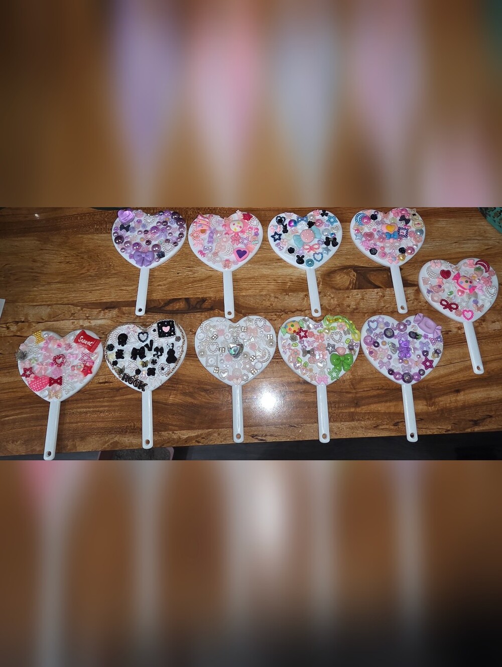 Jeweled/Charmed handheld mirrors. So sparkly and gorgeous! One of a kind!